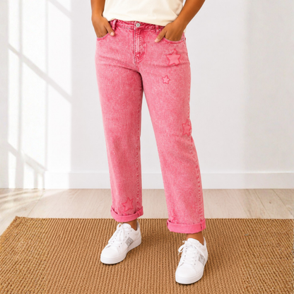 Risen Star Struck Acid Wash Boyfriend Jean- Final Sale