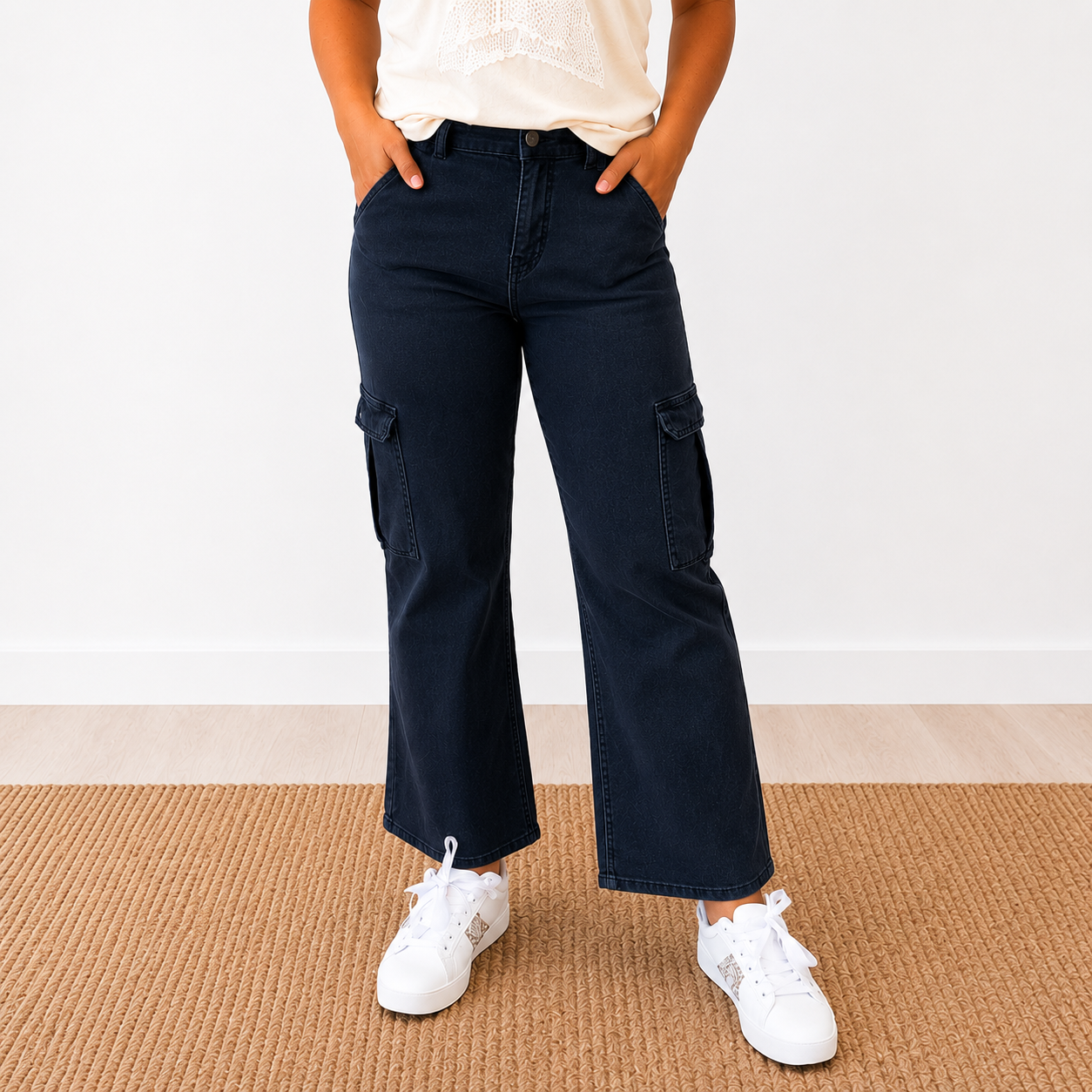 Risen Blueberry Crop Cargo Pants- Final Sale - SV Boutique & Co.