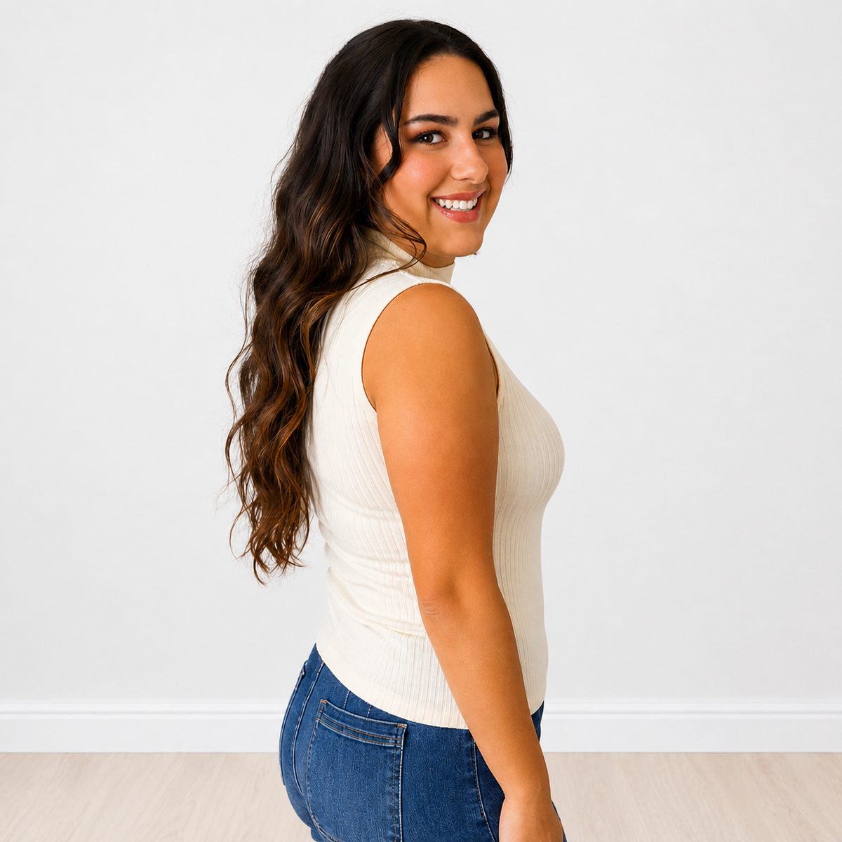 Ivory Sleeveless Ribbed Turtleneck - SV Boutique & Co.