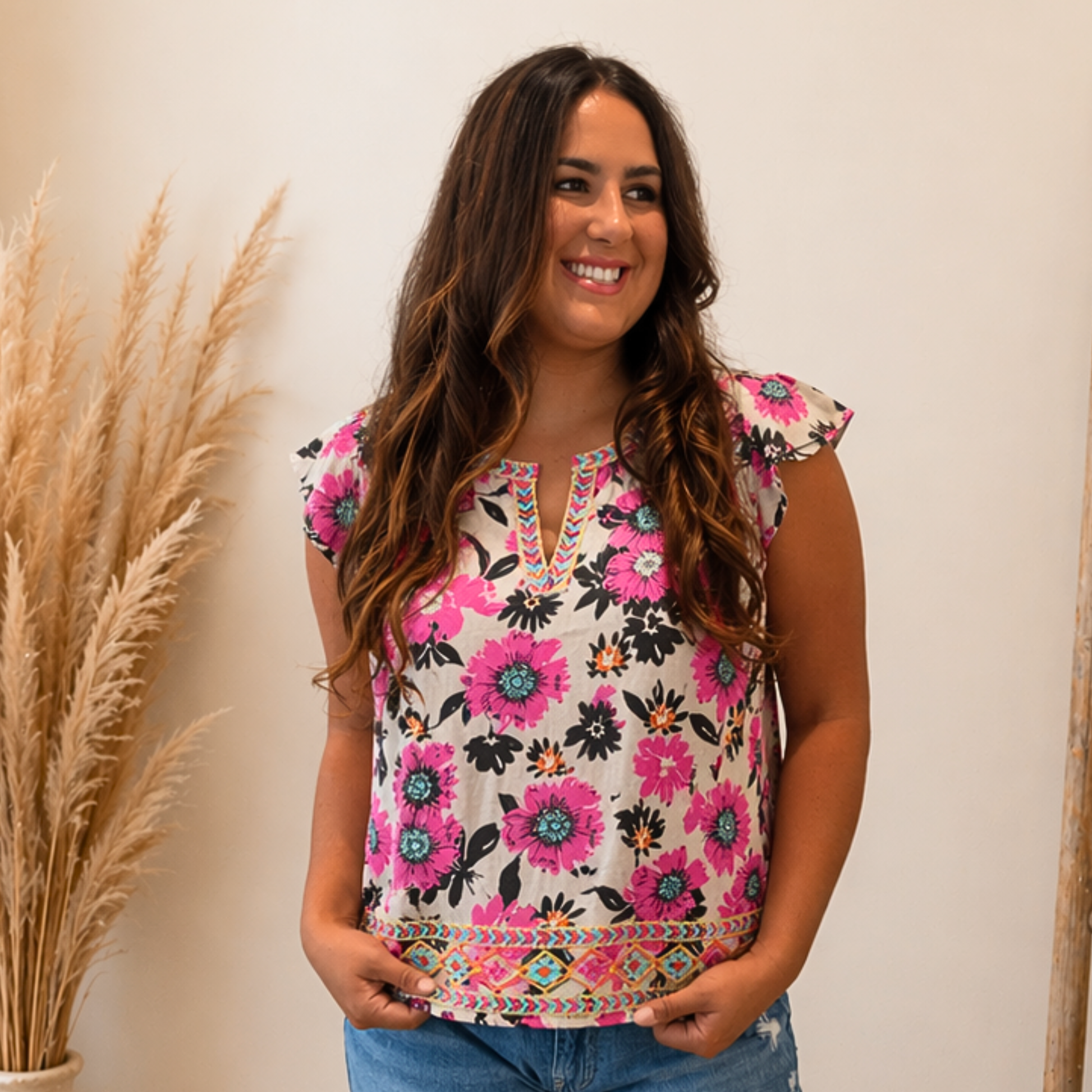 Desert Bloom Embroidered Blouse - SV Boutique & Co.