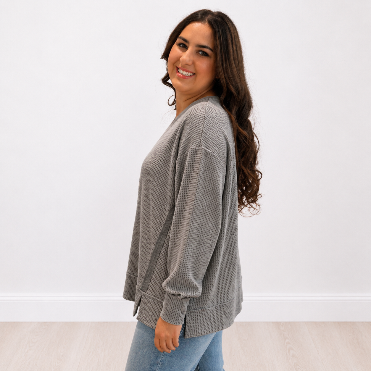 Heather Grey Two Toned Thermal Andree By Unit- FINAL SALE - SV Boutique & Co.