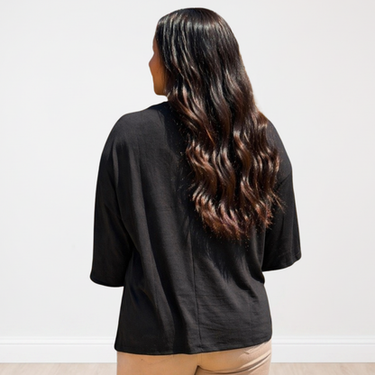 Black Hacci Top 3/4' sleeve Andree By Unit- FINAL SALE