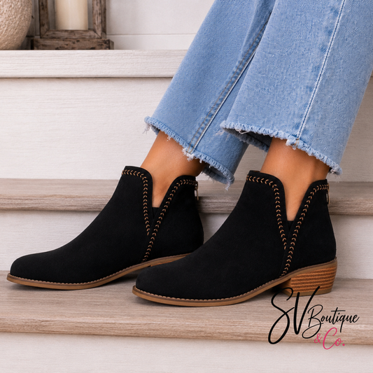 Corkys Bluffin – Black Faux Suede Bootie Final Sale - SV Boutique & Co.
