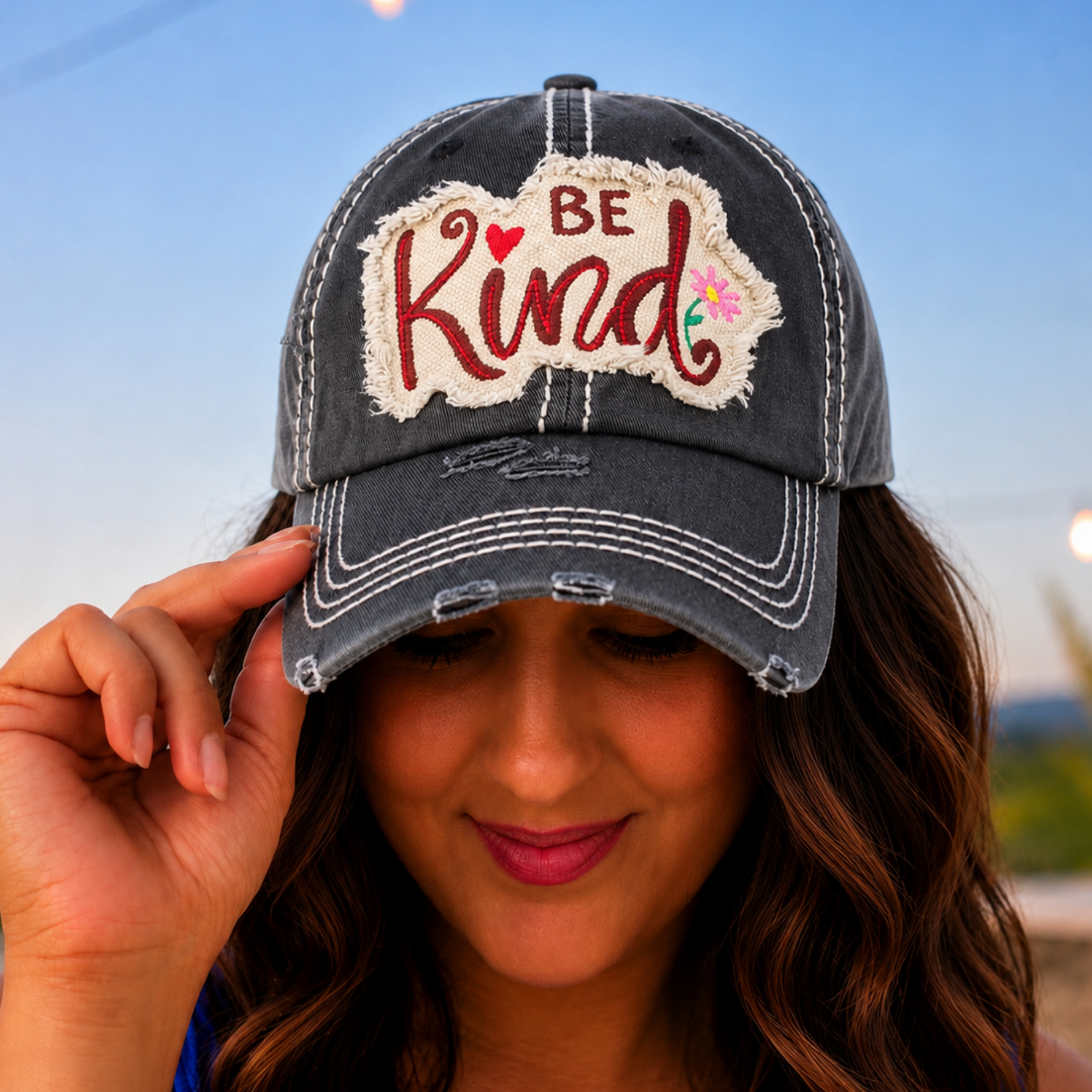 Be Kind Distressed Ball Cap - SV Boutique & Co.