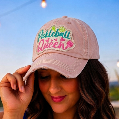 Pickleball Queen Distressed Ball Cap - SV Boutique & Co.