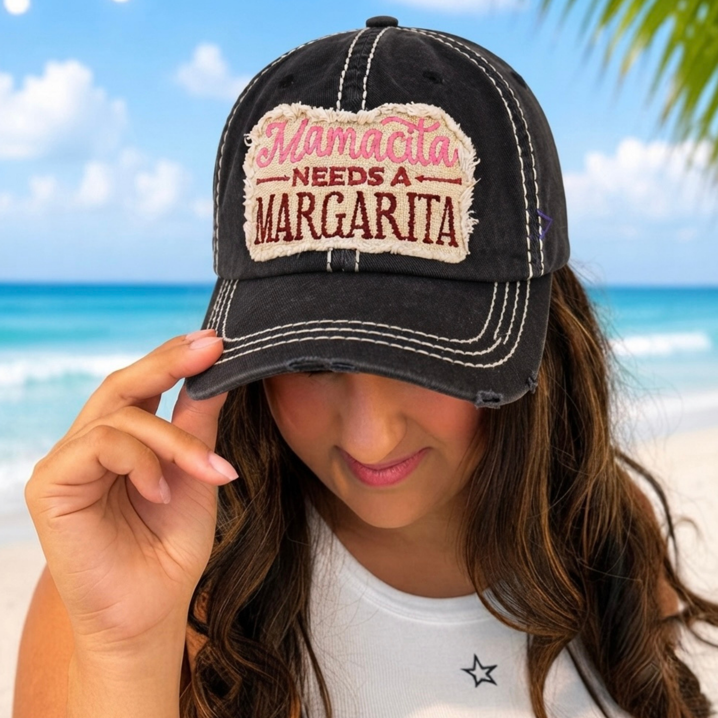 Mamacita Needs A Margarita Distressed Baseball Cap - SV Boutique & Co.