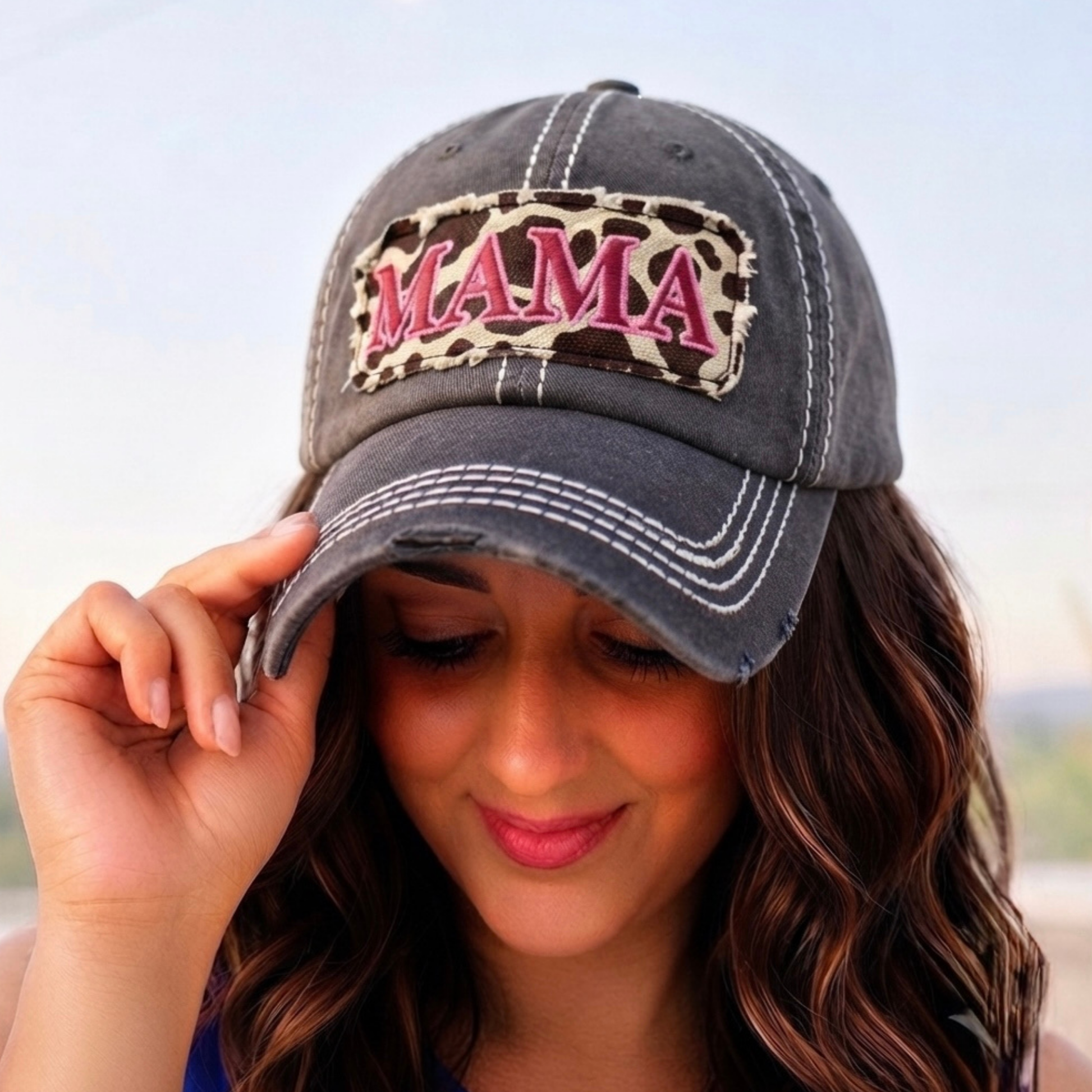 Mama Distressed Leopard Baseball Cap - SV Boutique & Co.