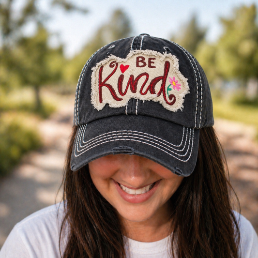 Be Kind Distressed Ball Cap - SV Boutique & Co.