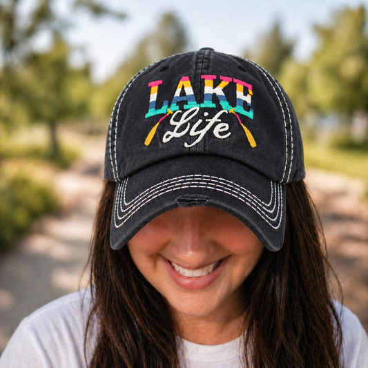 Lake Life Distressed Baseball Cap - SV Boutique & Co.