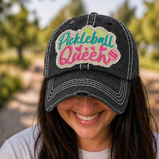Pickleball Queen Distressed Ball Cap - SV Boutique & Co.