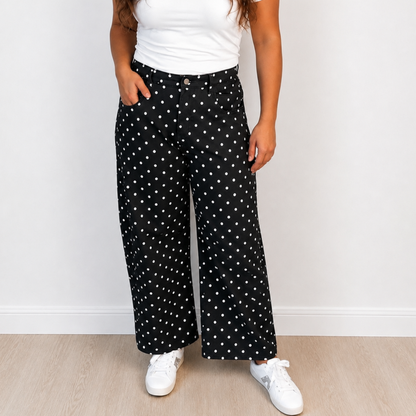 Black Polka Dot Barrel Jeans
