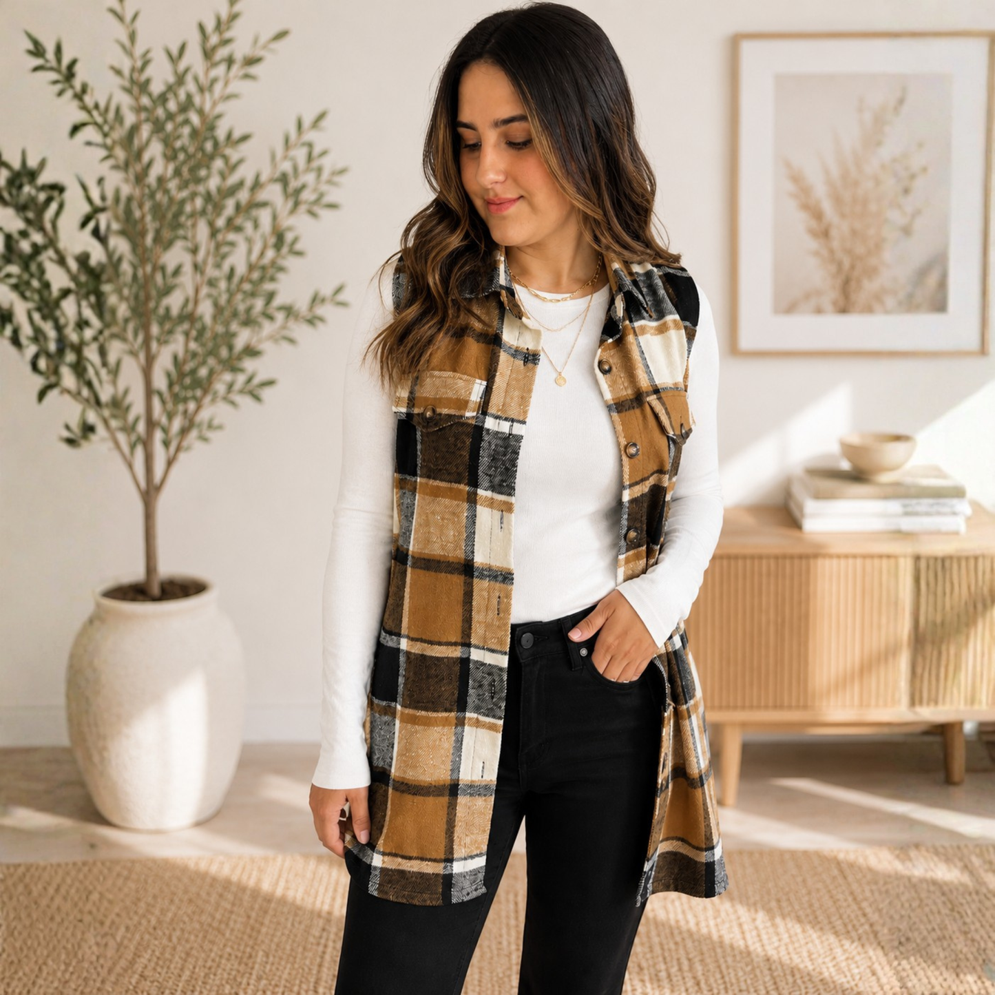 Plaid Sleeveless Button Down Vest FINAL SALE - SV Boutique & Co.