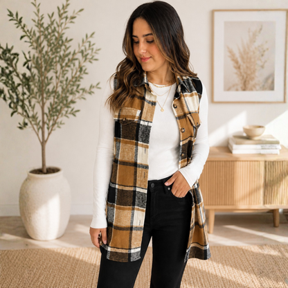 Plaid Sleeveless Button Down Vest FINAL SALE - SV Boutique & Co.