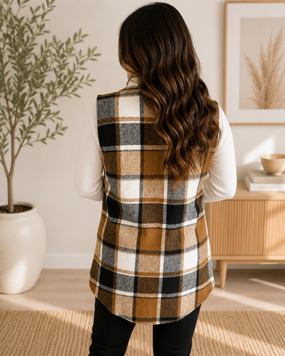 Plaid Sleeveless Button Down Vest FINAL SALE - SV Boutique & Co.