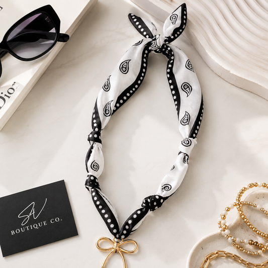Bow Charm Scarf Necklace - SV Boutique & Co.
