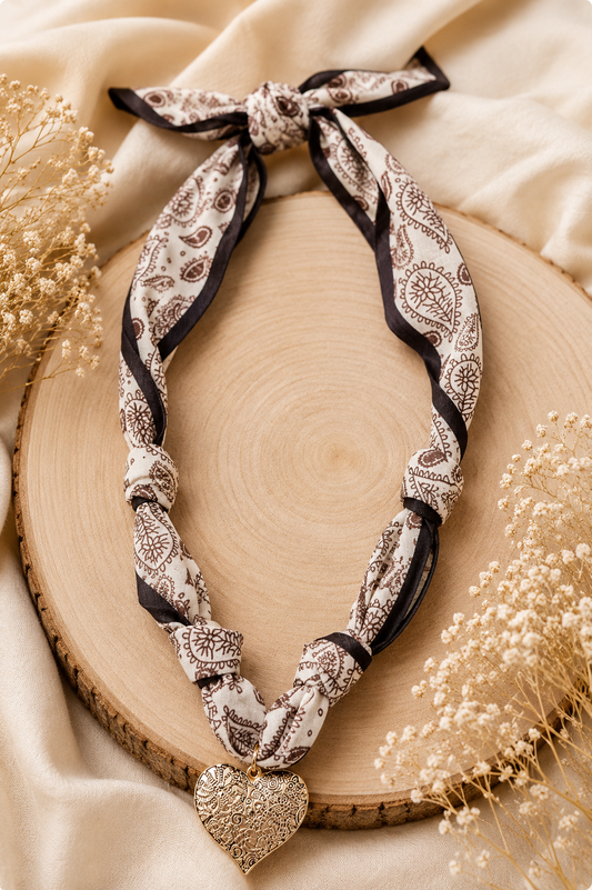 Heart Charm Scarf Necklace - SV Boutique & Co.