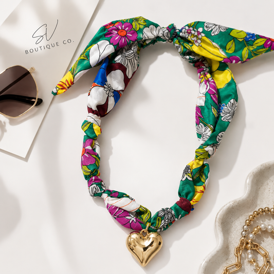 Tropical Heart Scarf Necklace - SV Boutique & Co.