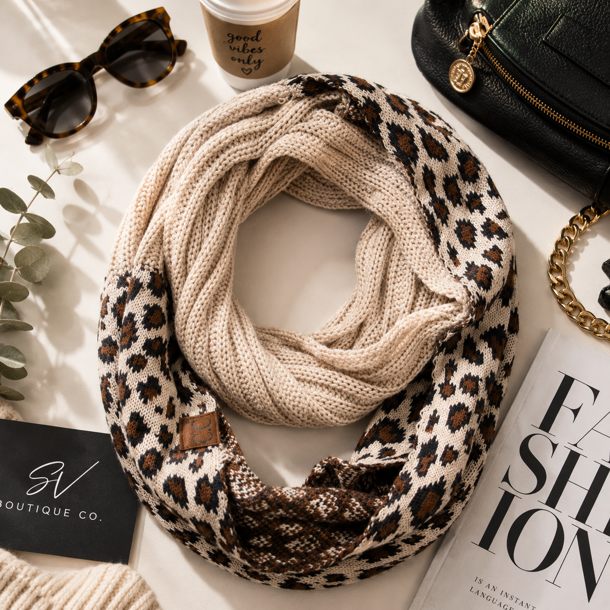 C.C Leopard Knit Infinity Scarf