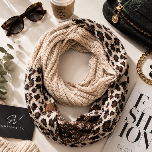 C.C Leopard Knit Infinity Scarf