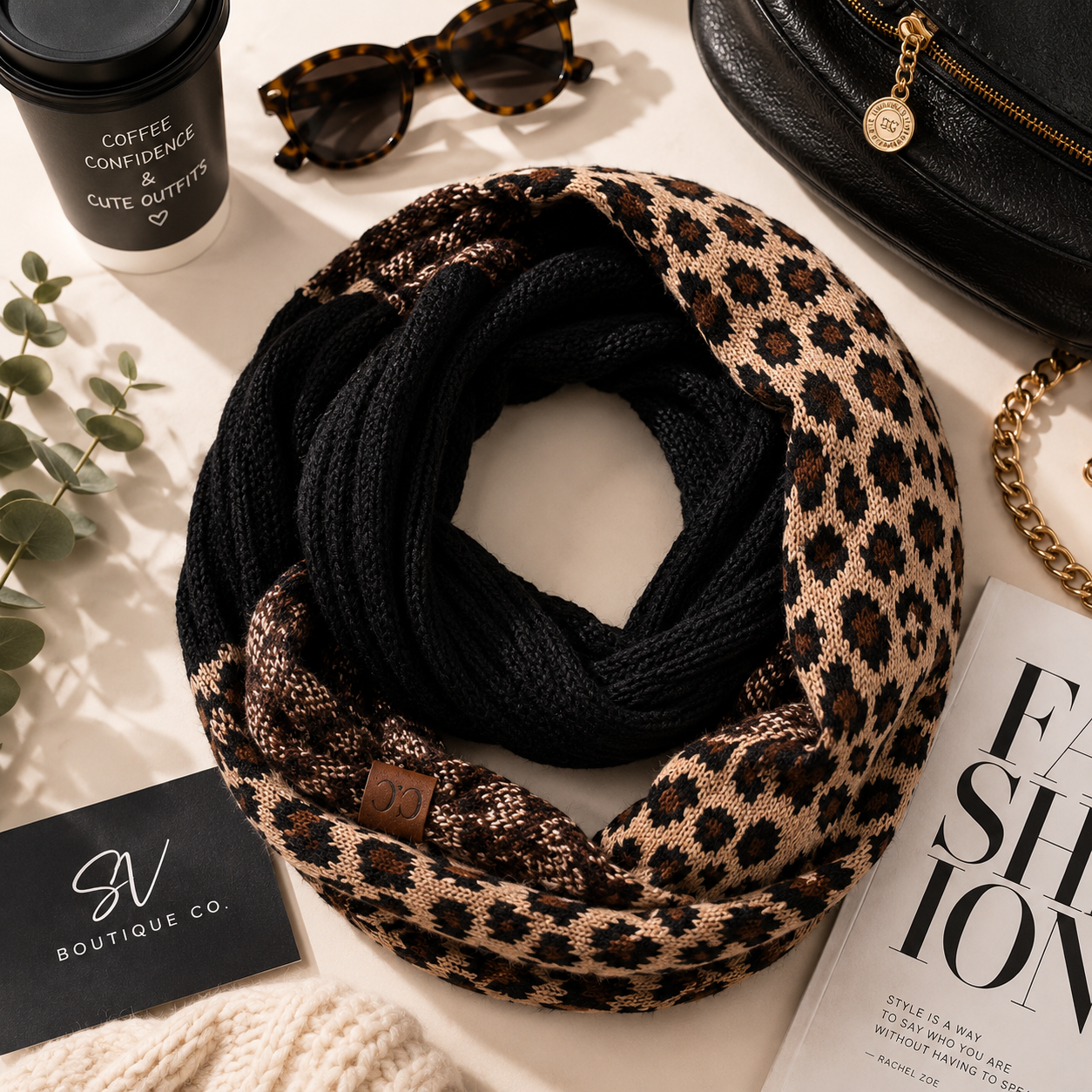 C.C Leopard Knit Infinity Scarf