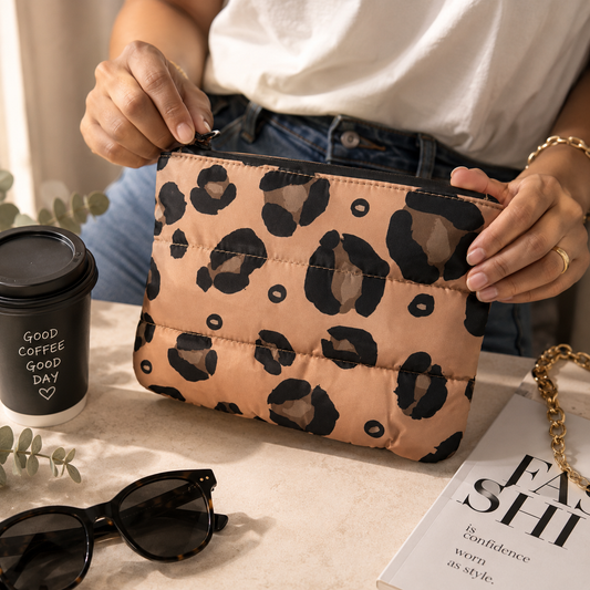 Leopard Print Puff Pouch
