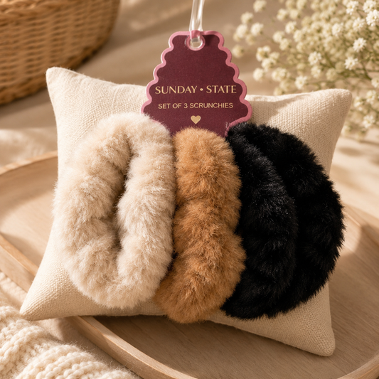 Faux Fur Scrunchie Set
