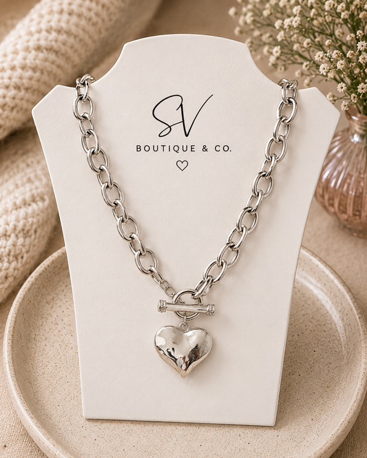 Notable Hammered Heart Toggle Necklace - SV Boutique & Co.