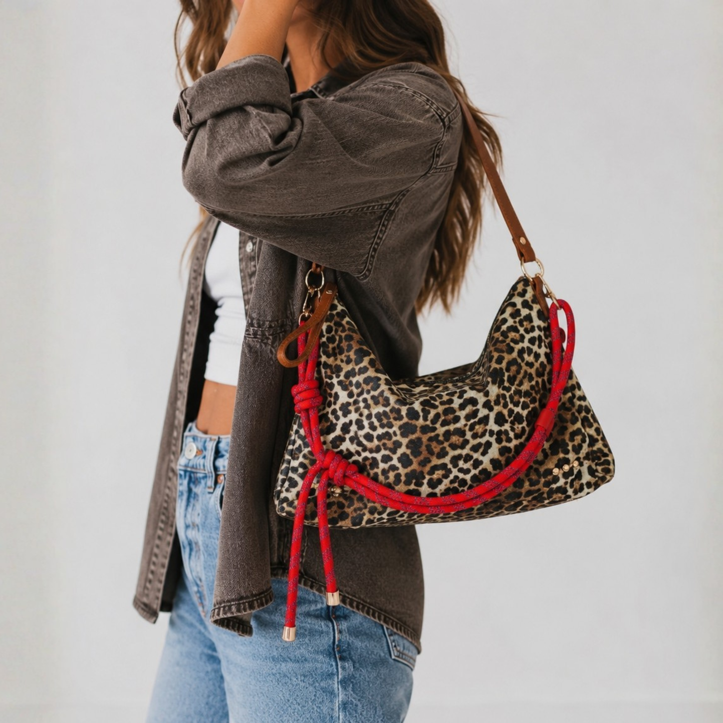 Pretty Simple Cosette Leopard Canvas Shoulder Bag