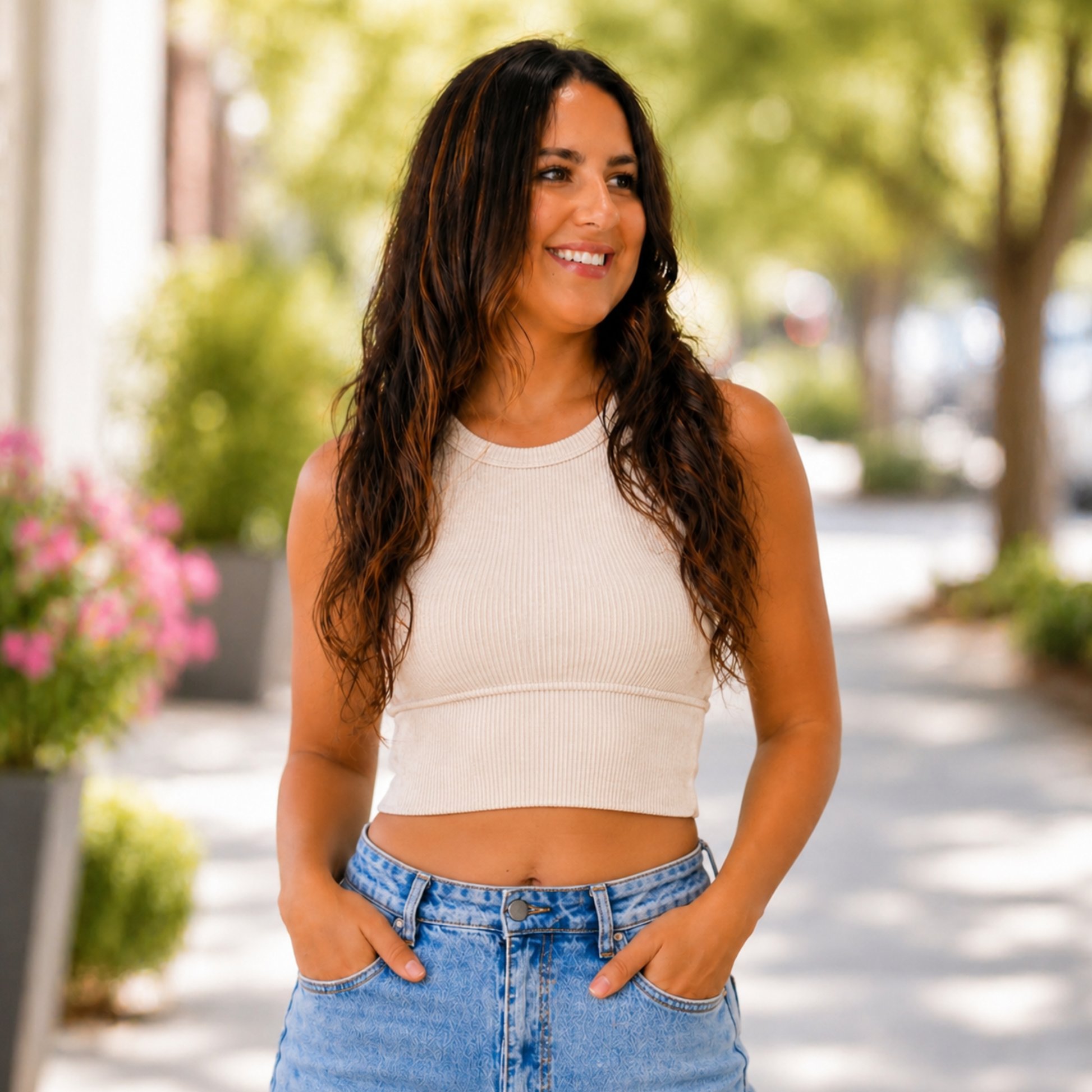 SHORELINE WASHED RIBBED SEAMLESS CROPPED TOP - SV Boutique & Co.
