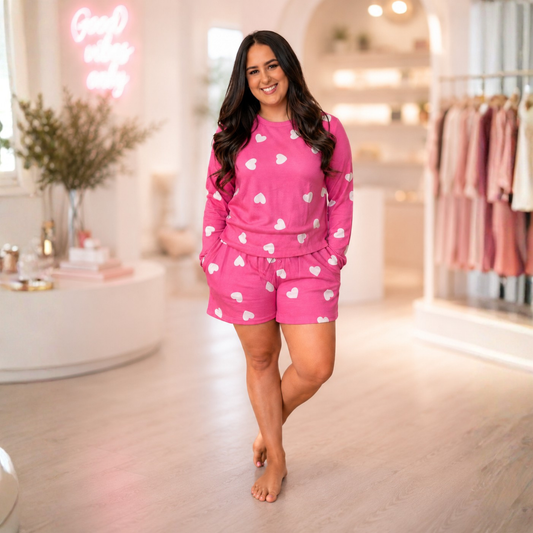 Pretty In Pink Hearts Pj Set FINAL SALE