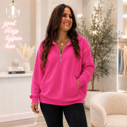 Fuchsia Half Zip Pullover FINAL SALE