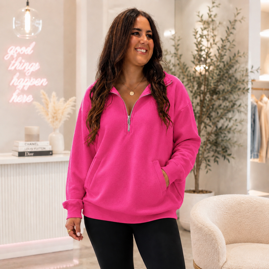 Fuchsia Half Zip Pullover FINAL SALE
