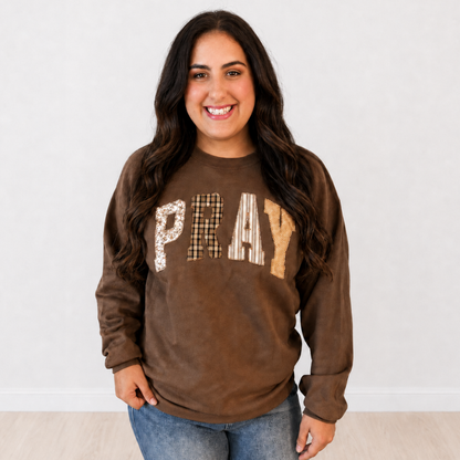 Women’s PRAY Appliqué Patch Sweatshirt – Espresso