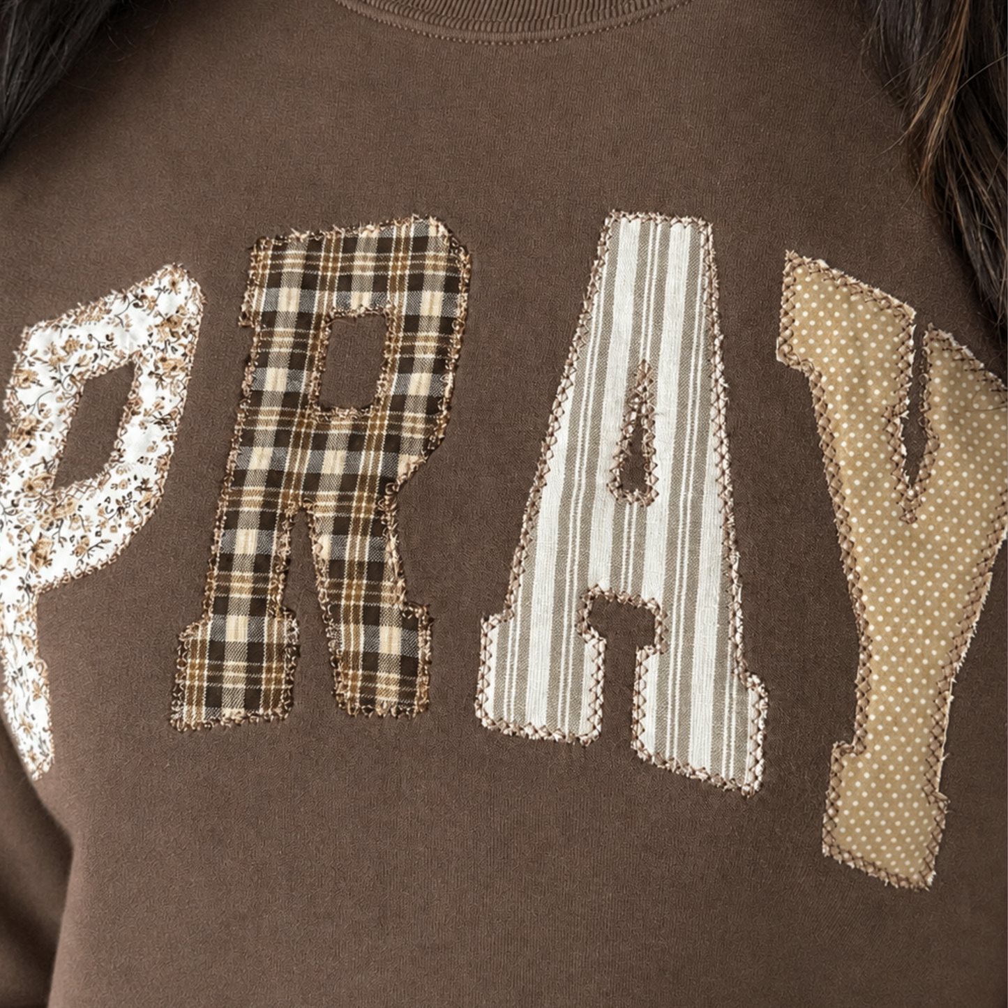 Women’s PRAY Appliqué Patch Sweatshirt – Espresso
