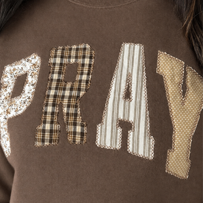 Women’s PRAY Appliqué Patch Sweatshirt – Espresso