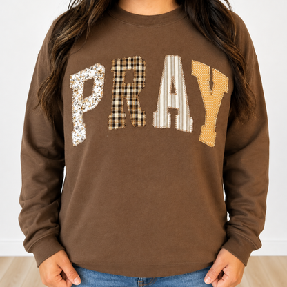 Women’s PRAY Appliqué Patch Sweatshirt – Espresso
