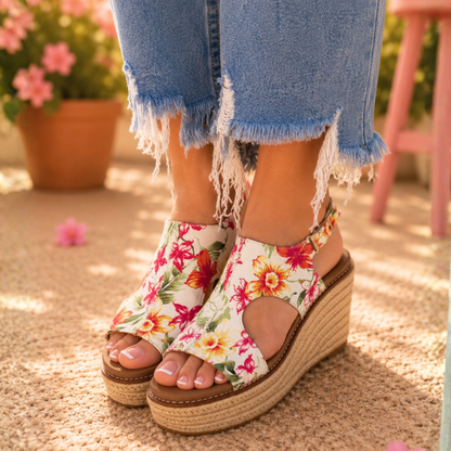 CORKYS FREDDIE FLORAL ESPADRILLE WEDGE - SV Boutique & Co.