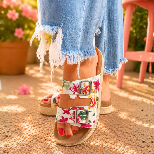 Corkys No Filter - White Floral Platform Sandals - SV Boutique & Co.