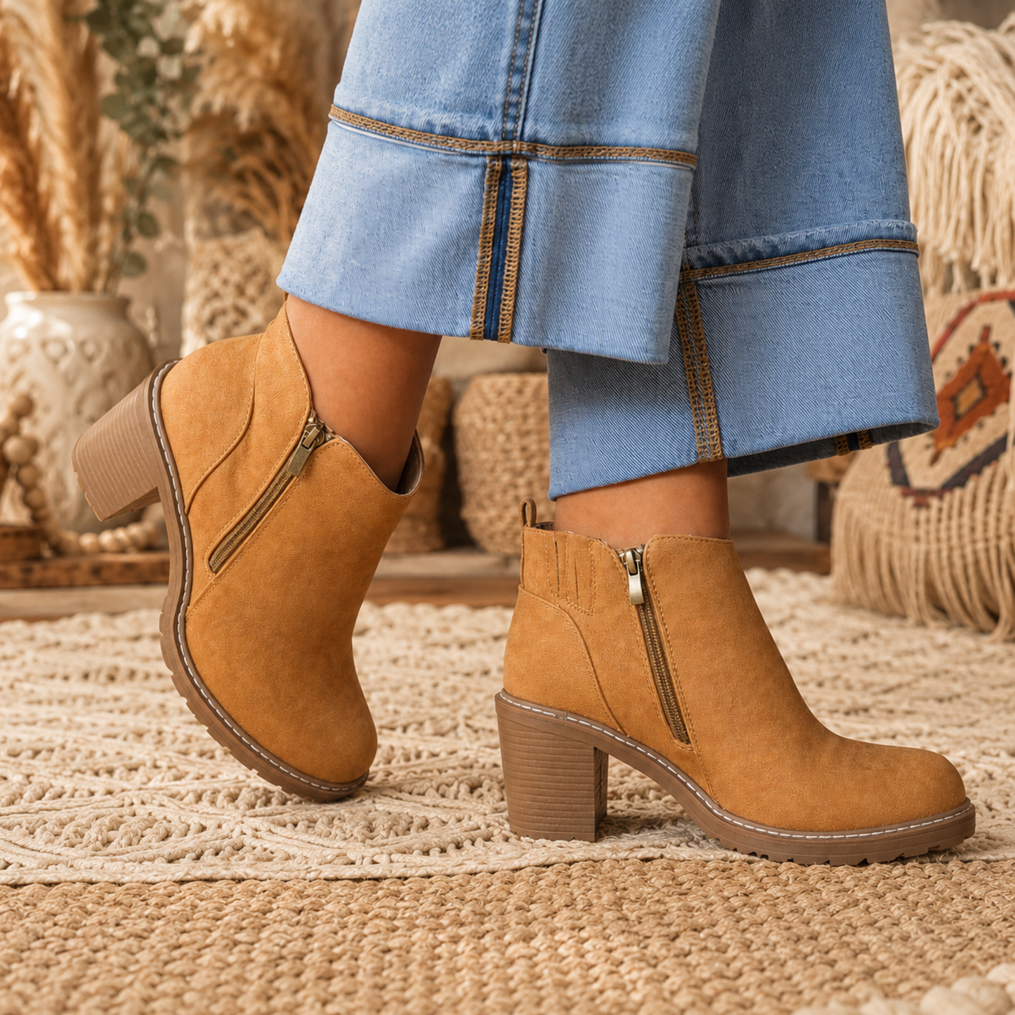 Corkys Rocky Top Camel Block Heel Ankle Bootie - SV Boutique & Co.