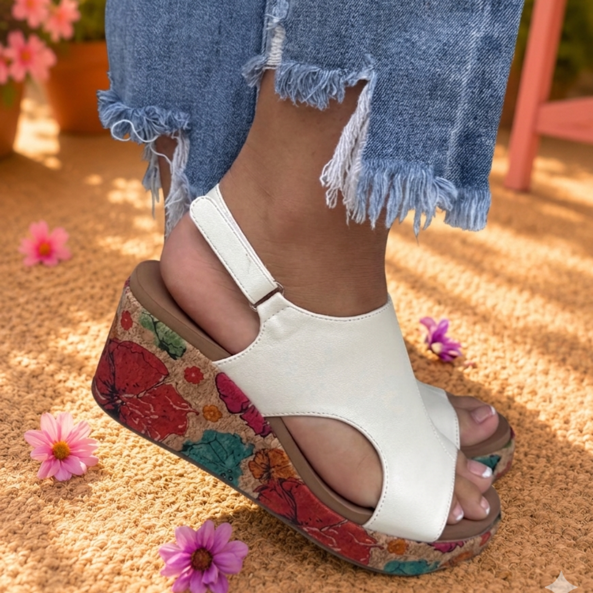 CORKYS CARLEY WHITE FLORAL WRAP SANDALS - SV Boutique & Co.
