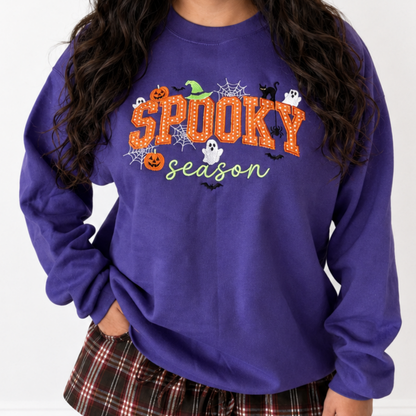 Spooky Season Appliqué Embroidered Halloween Sweatshirt – Purple - SV Boutique & Co.