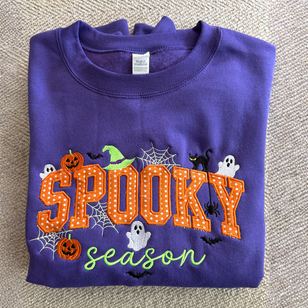 Spooky Season Appliqué Embroidered Halloween Sweatshirt – Purple - SV Boutique & Co.