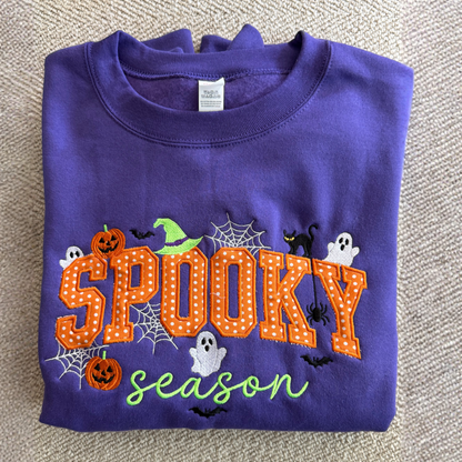 Spooky Season Appliqué Embroidered Halloween Sweatshirt – Purple - SV Boutique & Co.