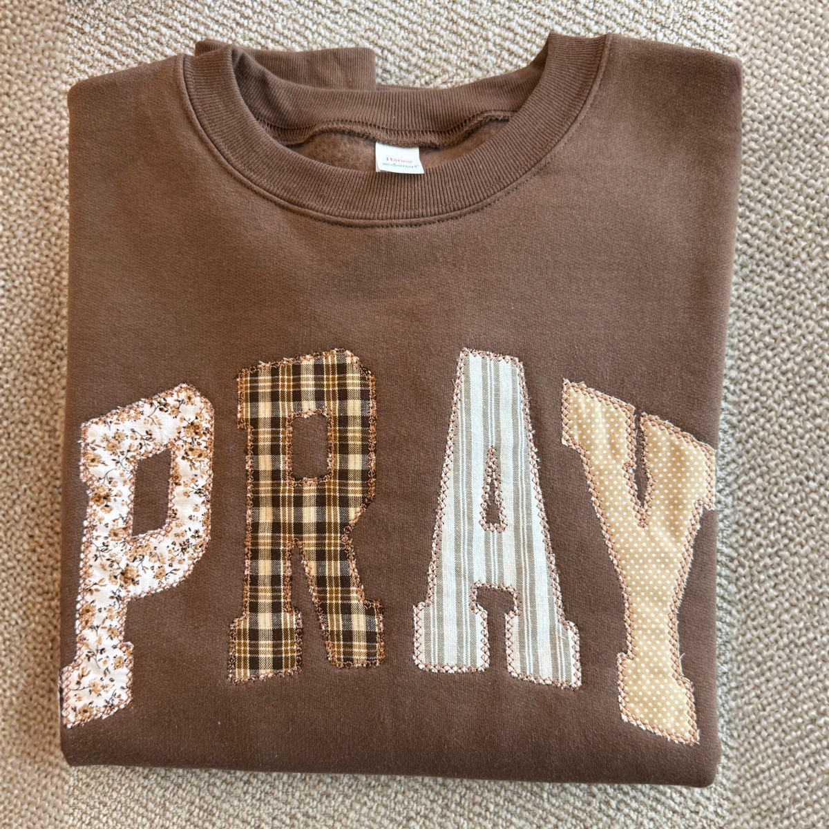 PRAY Appliqué Patch Sweatshirt – Espresso - SV Boutique & Co.