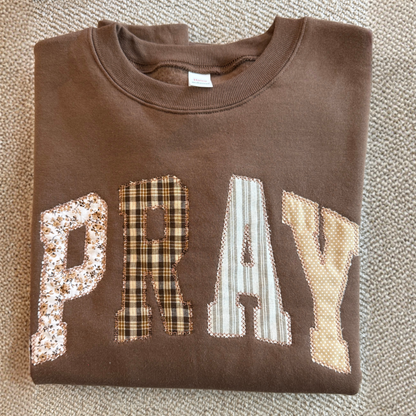 PRAY Appliqué Patch Sweatshirt – Espresso - SV Boutique & Co.