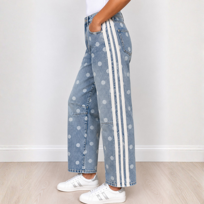 Polka Dot & Stripes Barrel Jeans