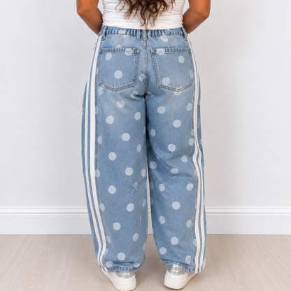Polka Dot & Stripes Barrel Jeans