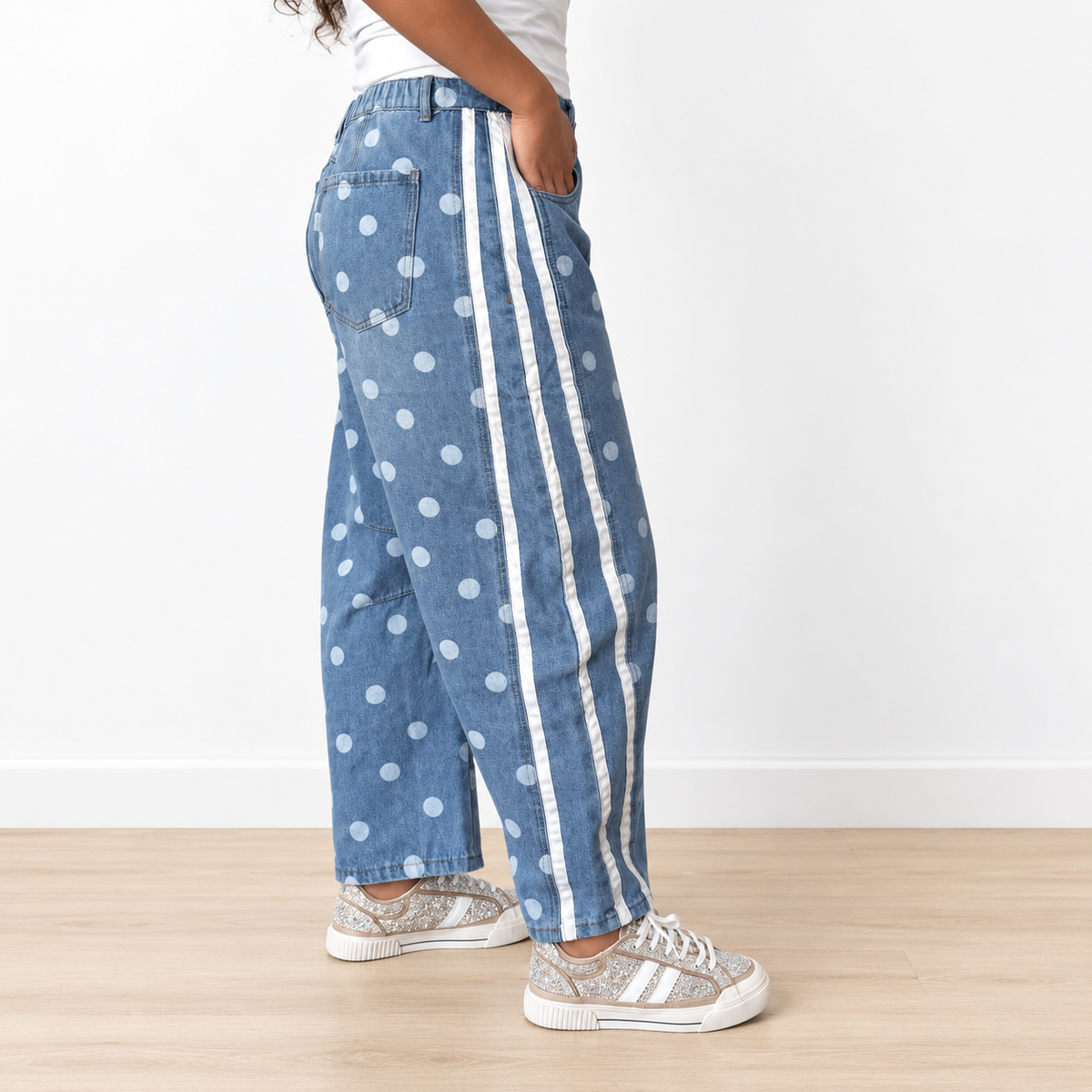 Polka Dot & Stripes Barrel Jeans - SV Boutique & Co.