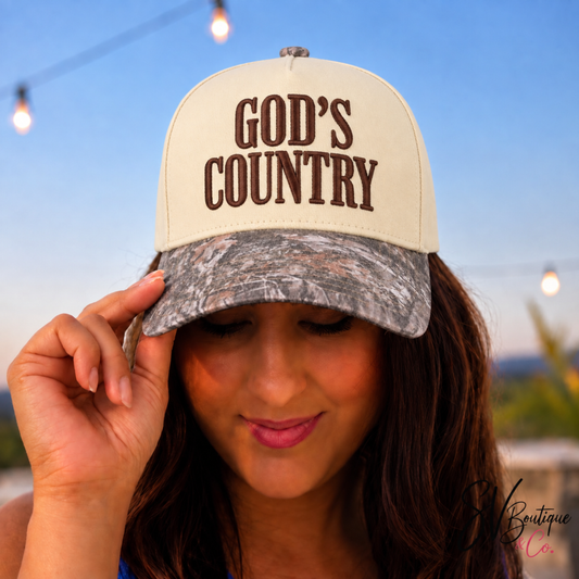 God’s Country Camo Embroidered Trucker Hat C.C - SV Boutique & Co.
