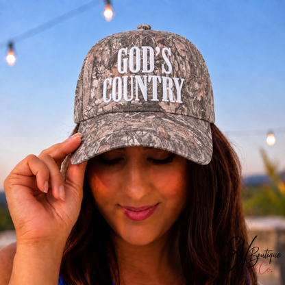 C.C. God’s Country Camo Embroidered Trucker Hat